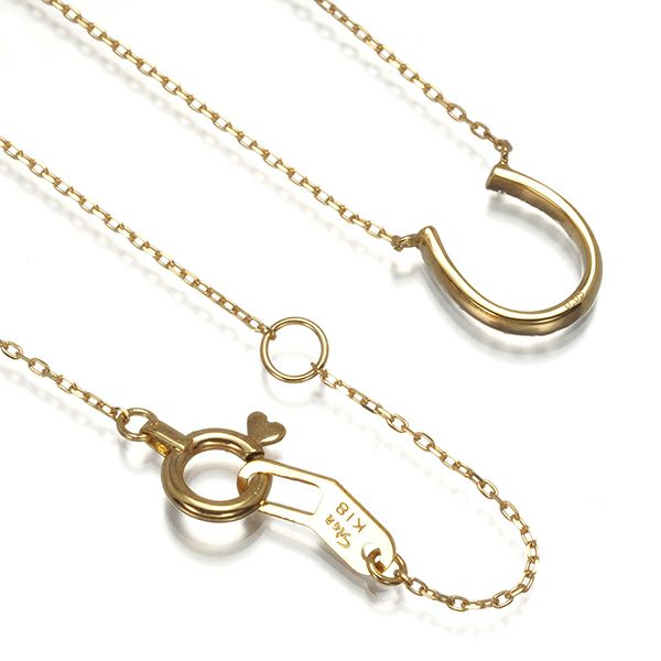 スタージュエリー ネックレス ダイヤ 0.05ct  ホースシュー K18YG 