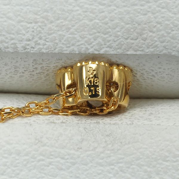 ポンテヴェキオ ネックレス ダイヤ 0.15ct  フラワー クローバー ミルグレイン K18YG 