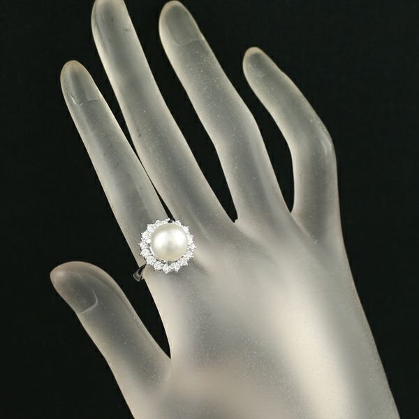 タサキ リング パール 白蝶真珠 9.8mm ダイヤ 0.76ct  12号 Pt900 ソーティング
