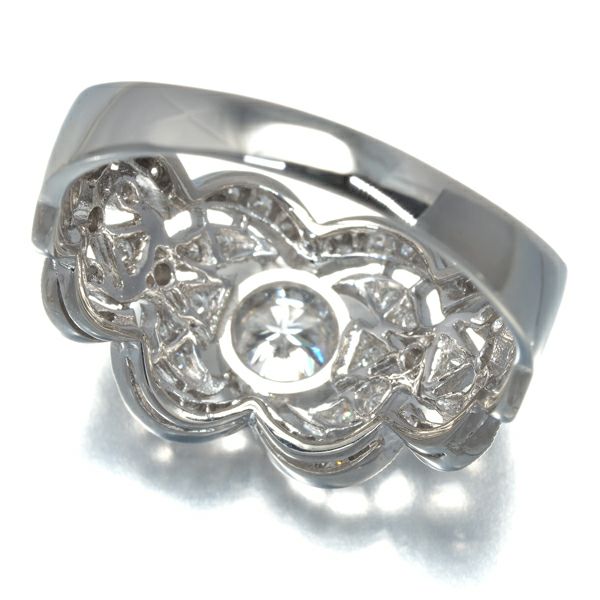 ダイヤ 0.407ct/0.26ct ミルグレイン 透かし リング Pt900 