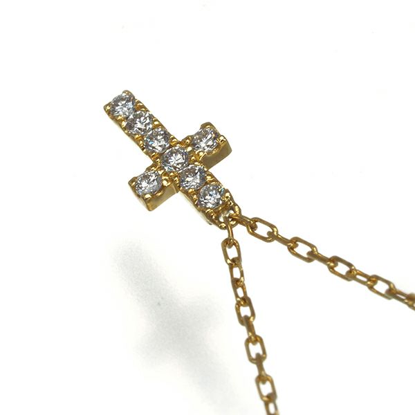 アーカー ネックレス ダイヤ 0.05ct クロスパヴェ  K18YG 