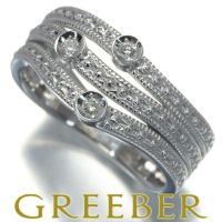 水野薫子 リング ダイヤ 0.05ct  3P ミルグレイン 13号 K18WG 