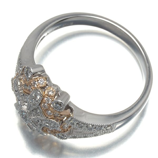 ダイヤ 0.43ct ミルグレイン コンビカラー  リング K18WG/PG 