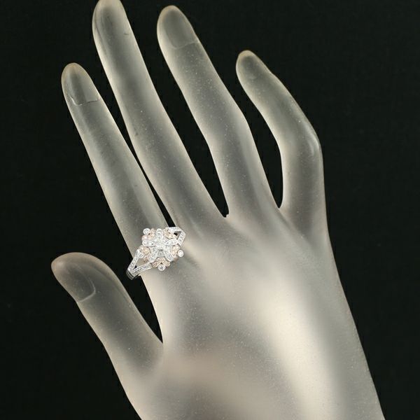 ダイヤ 0.43ct ミルグレイン コンビカラー  リング K18WG/PG 