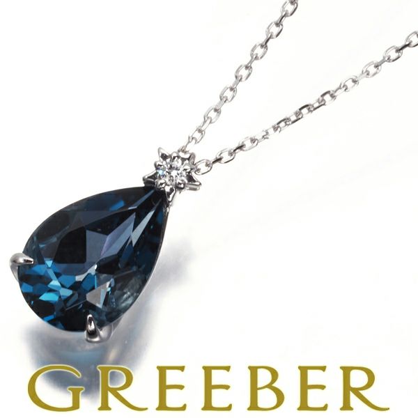 スタージュエリー ネックレス トパーズ ダイヤ 0.01ct ナイトブルー ティアドロップ スター K18WG 