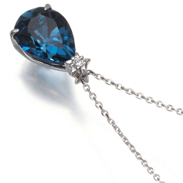 スタージュエリー ネックレス トパーズ ダイヤ 0.01ct ナイトブルー ティアドロップ スター K18WG 