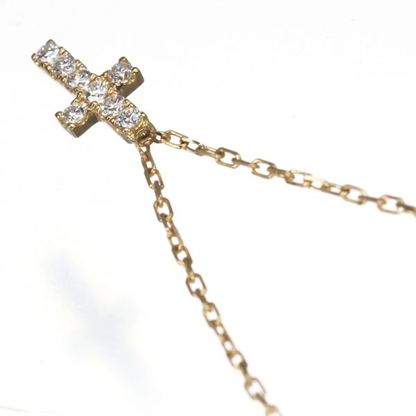 アーカー ネックレス ダイヤ 0.05ct クロスパヴェ  K18YG 