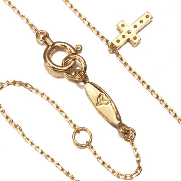 アーカー ネックレス ダイヤ 0.05ct クロスパヴェ  K18YG 