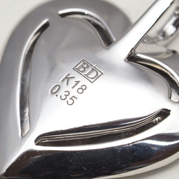 カシケイ ペンダントトップ ダイヤ 0.35ct モティーフ ハート K18WG 
