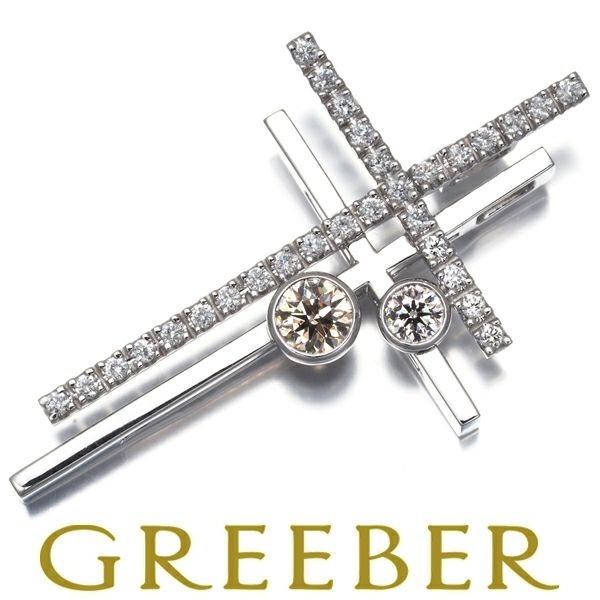 カシケイ ペンダントトップ ダイヤ 0.58ct/0.37ct ダブルクロス  K18WG 