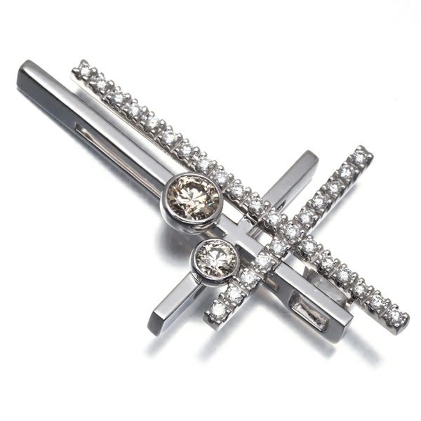 カシケイ ペンダントトップ ダイヤ 0.58ct/0.37ct ダブルクロス  K18WG 