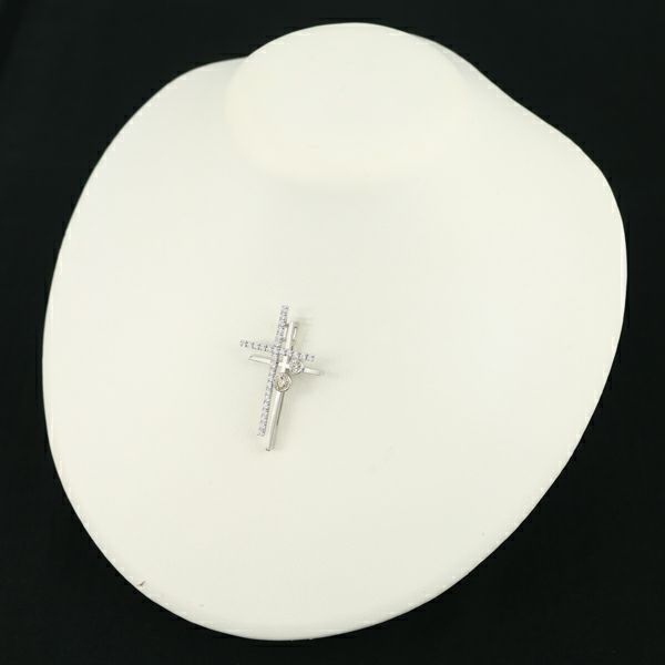 カシケイ ペンダントトップ ダイヤ 0.58ct/0.37ct ダブルクロス  K18WG 