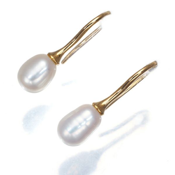 4℃ ピアス 淡水パール 真珠 5.2mm  フック K18YG 
