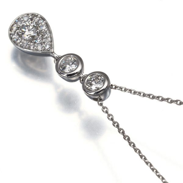 ダイヤ 0.38ct ティアドロップ パヴェ  ネックレス Pt900/Pt850 