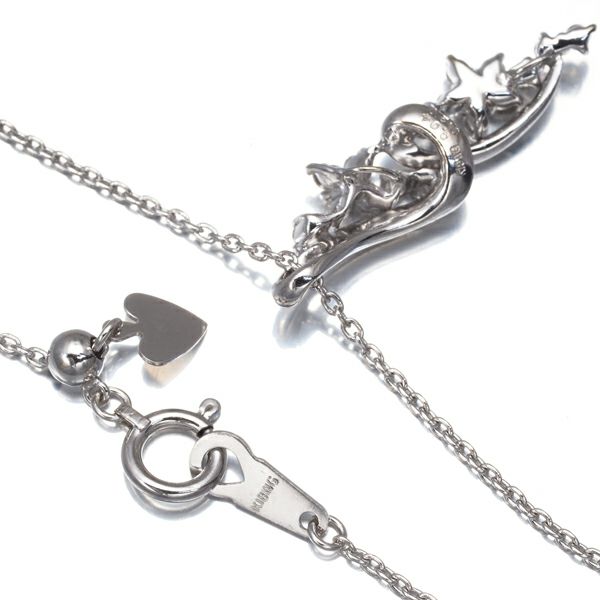 ピンク&クリアダイヤ 0.04ct/0.20ct フラワー  ネックレス K18WG ソーティング