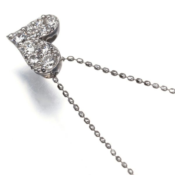 ダイヤ 0.30ct ハート パヴェ  ネックレス K18WG 