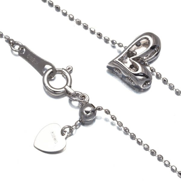 ダイヤ 0.30ct ハート パヴェ  ネックレス K18WG 