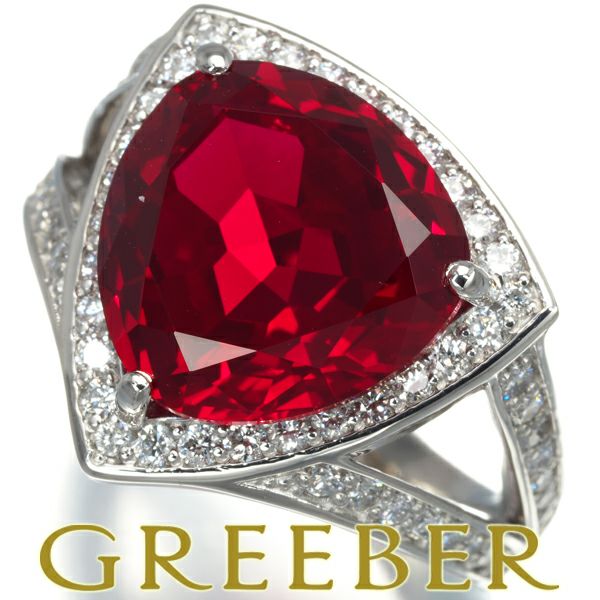 クレサンベール リング 再結晶ルビー 7.11ct ダイヤ 0.57ct  11号 Pt900 保証書