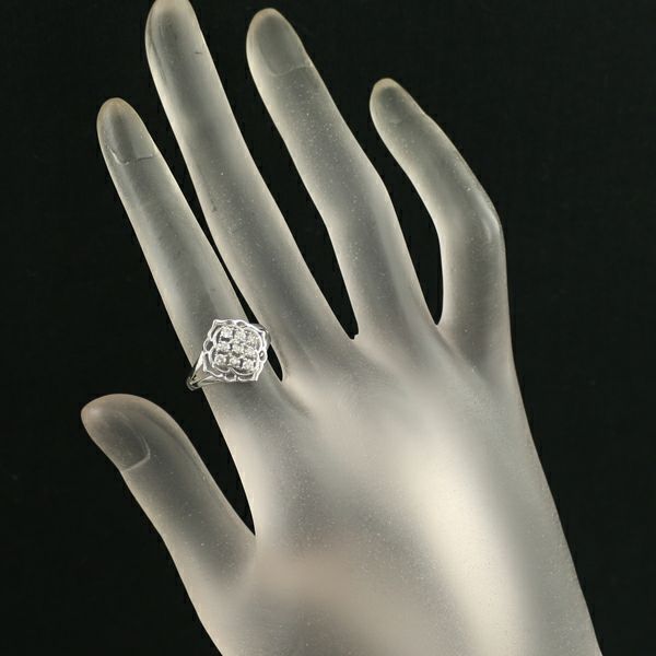ダイヤ 0.31ct 透かし フラワー リング Pt900 