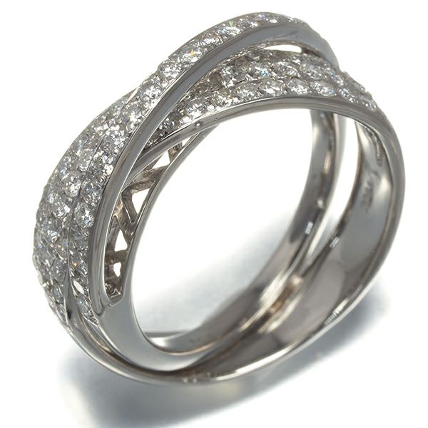 ダイヤ 0.55ct パヴェ クロスライン  リング Pt900 
