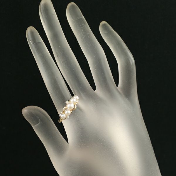タサキ リング パール アコヤ真珠 3.7-5.2mm ダイヤ 0.03ct 16.5号 K18YG 