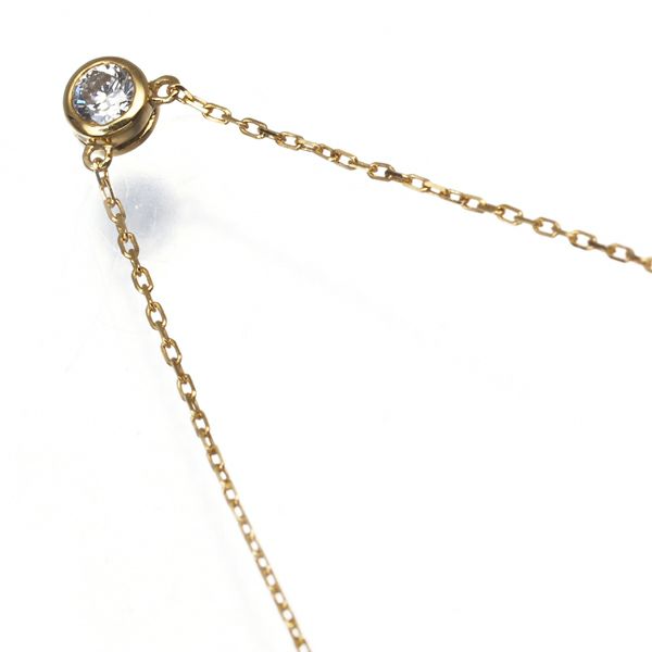 アーカー ネックレス ダイヤ 0.05ct  ベゼル 一粒 K18YG 