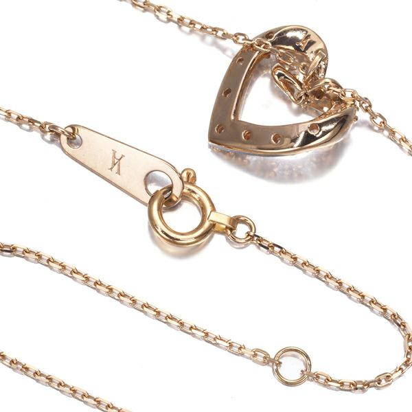 ヴァンドーム ネックレス ダイヤ 0.12ct  ハート 揺れる K18PG 