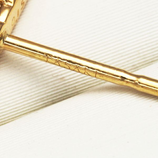 タサキ ピアス ゴールデンパール真珠 9.3mm ダイヤ 0.15ct/0.15ct   K18YG ソーティング