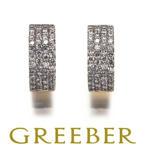 セイレーンアズーロ ピアス ダイヤ 0.18ct/0.18ct  フープ パヴェ K18YG/WG 