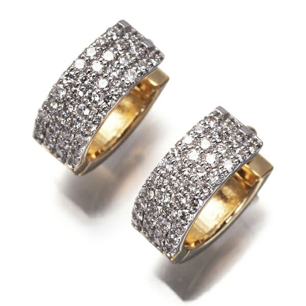 セイレーンアズーロ ピアス ダイヤ 0.18ct/0.18ct  フープ パヴェ K18YG/WG 
