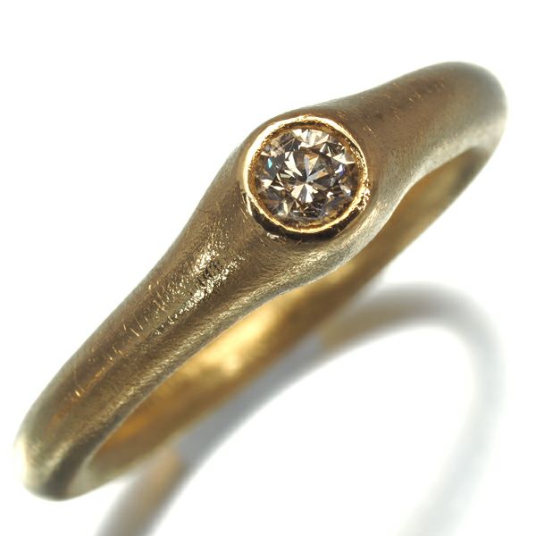 カシケイ リング ダイヤ 0.14ct スピーシーズ 一粒 艶消し 11.5号 K18YG 