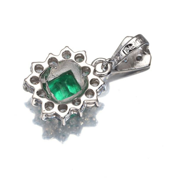 エメラルド 0.62ct ダイヤ 0.36ct ペンダントトップ Pt900 