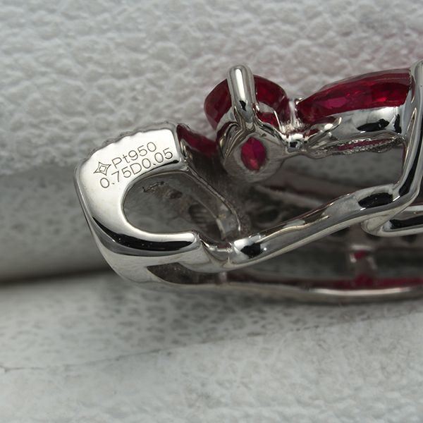 GSTV ペンダントトップ ルビー 0.75ct ダイヤ 0.05ct   Pt950 