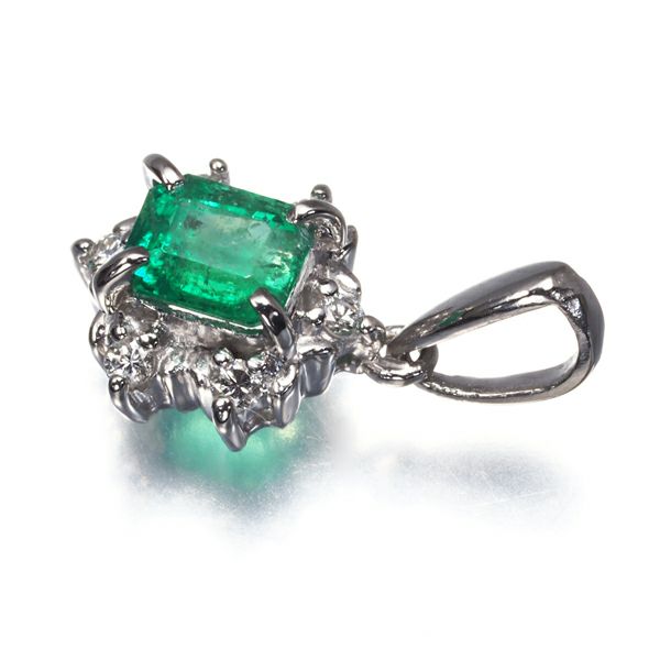 エメラルド 0.37ct ダイヤ 0.06ct   ペンダントトップ Pt900 