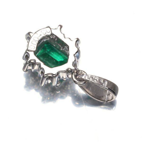エメラルド 0.37ct ダイヤ 0.06ct   ペンダントトップ Pt900 