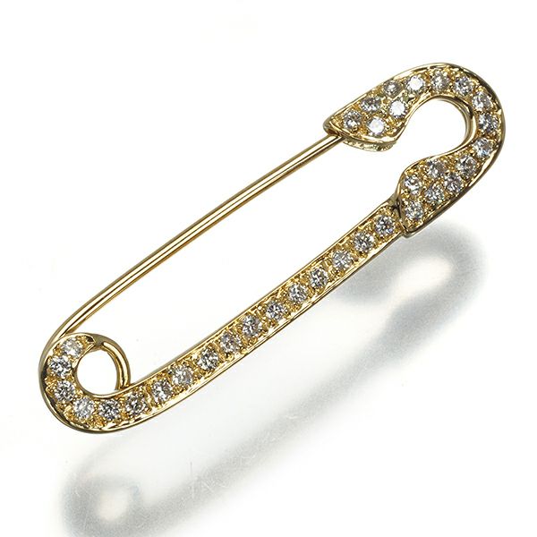 ダイヤ 0.39ct 安全ピン  ブローチ K18YG 