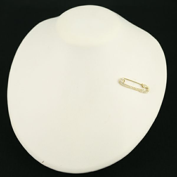 ダイヤ 0.39ct 安全ピン  ブローチ K18YG 