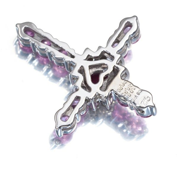 笠原真寿美 ペンダントトップ ピンクサファイア 1.00ct ルビー 0.30ct ダイヤ クロス K18WG