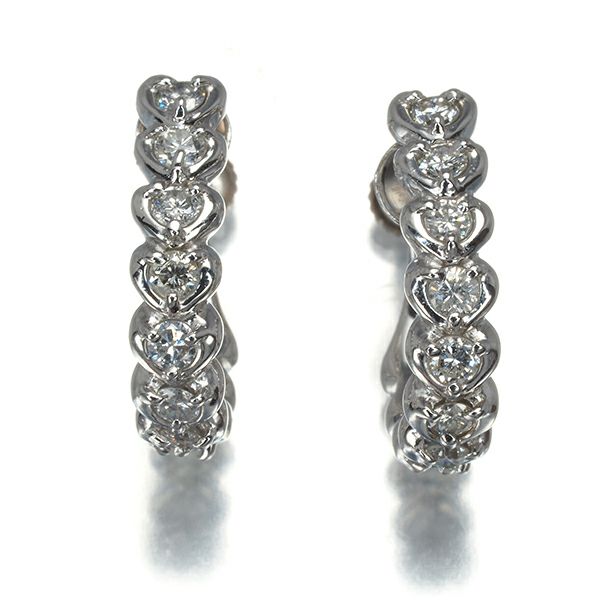 ダイヤ 0.30ct/0.30ct ハート フープ  イヤリング Pt900 