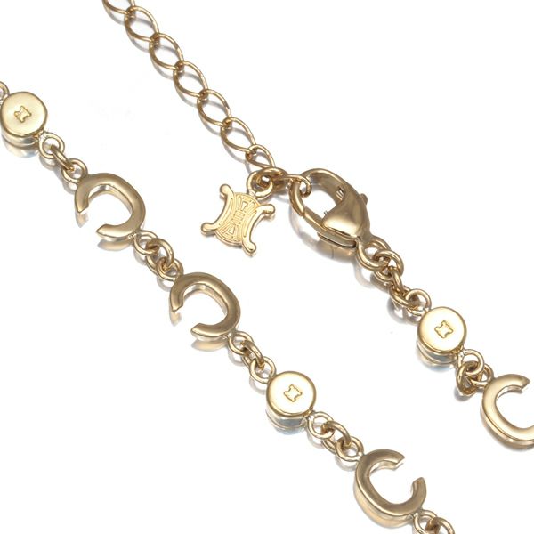 セリーヌ ブレスレット ダイヤ 0.12ct  ロゴ チェーン K18YG 