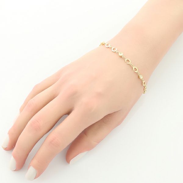 セリーヌ ブレスレット ダイヤ 0.12ct  ロゴ チェーン K18YG 