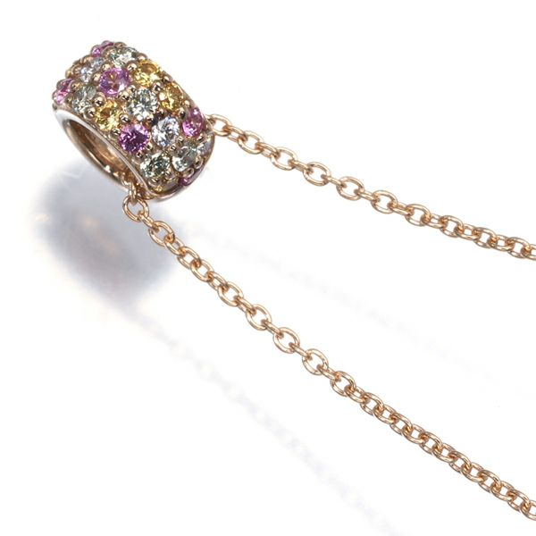 ポンテヴェキオ ネックレス ダイヤ サファイア 0.10ct ロトンド  サークル K18PG 