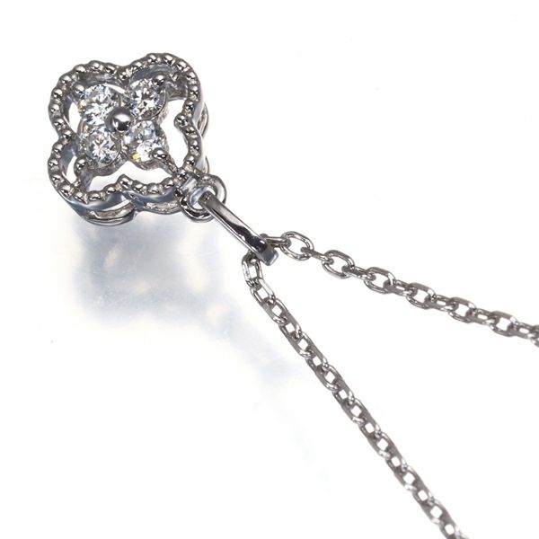 ヴァンドーム ネックレス ダイヤ 0.07ct  フラワー K18WG 