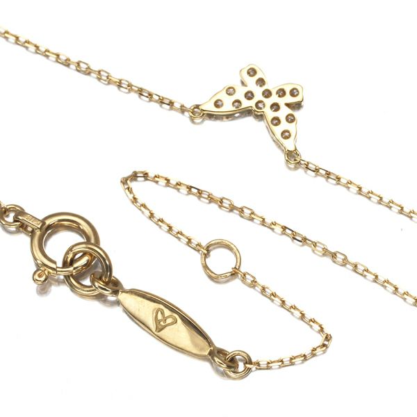 アーカー ネックレス ダイヤ 0.06ct バタフライパヴェ  K18YG 