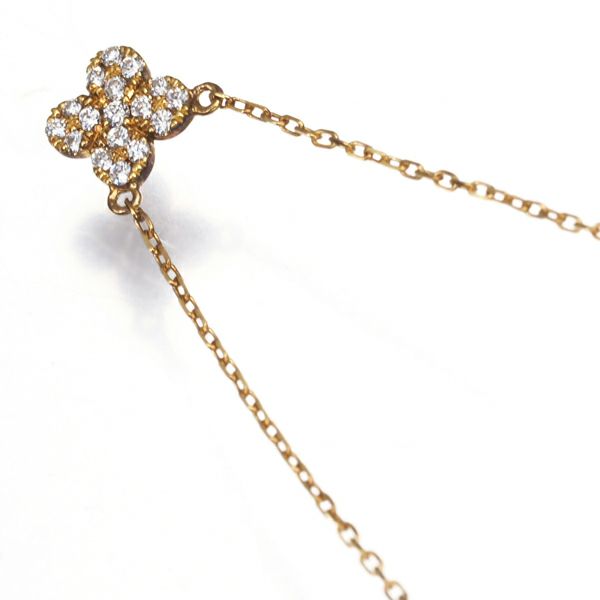 アーカー ネックレス ダイヤ 0.07ct ペタルパヴェ  K18YG 