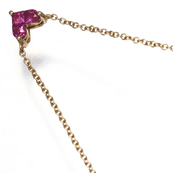 スタージュエリー ネックレス ルビー 0.13ct ミステリアスハート  K18YG 