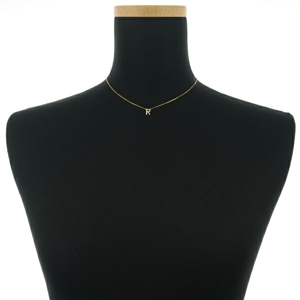 アーカー ネックレス ダイヤ 0.06ct  イニシャル R K18YG 