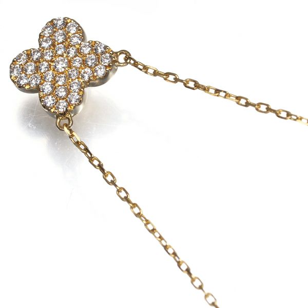 アーカー ネックレス ダイヤ 0.12ct ペタルパヴェ  K18YG 