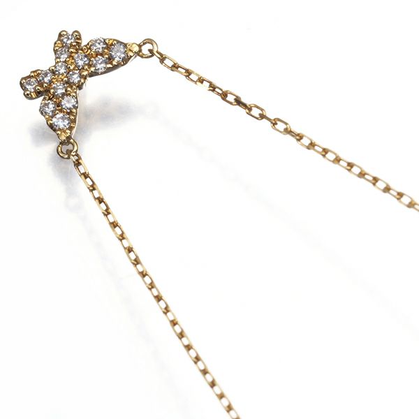 アーカー ネックレス ダイヤ 0.06ct バタフライパヴェ  K18YG 
