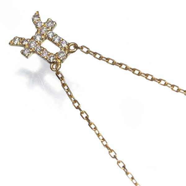 アーカー ネックレス ダイヤ 0.07ct  イニシャル A K18YG 